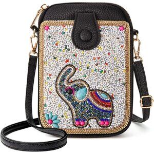 Women's Beaded Crossbody Bag Small Cell Phone Wallet Handmade Colorful